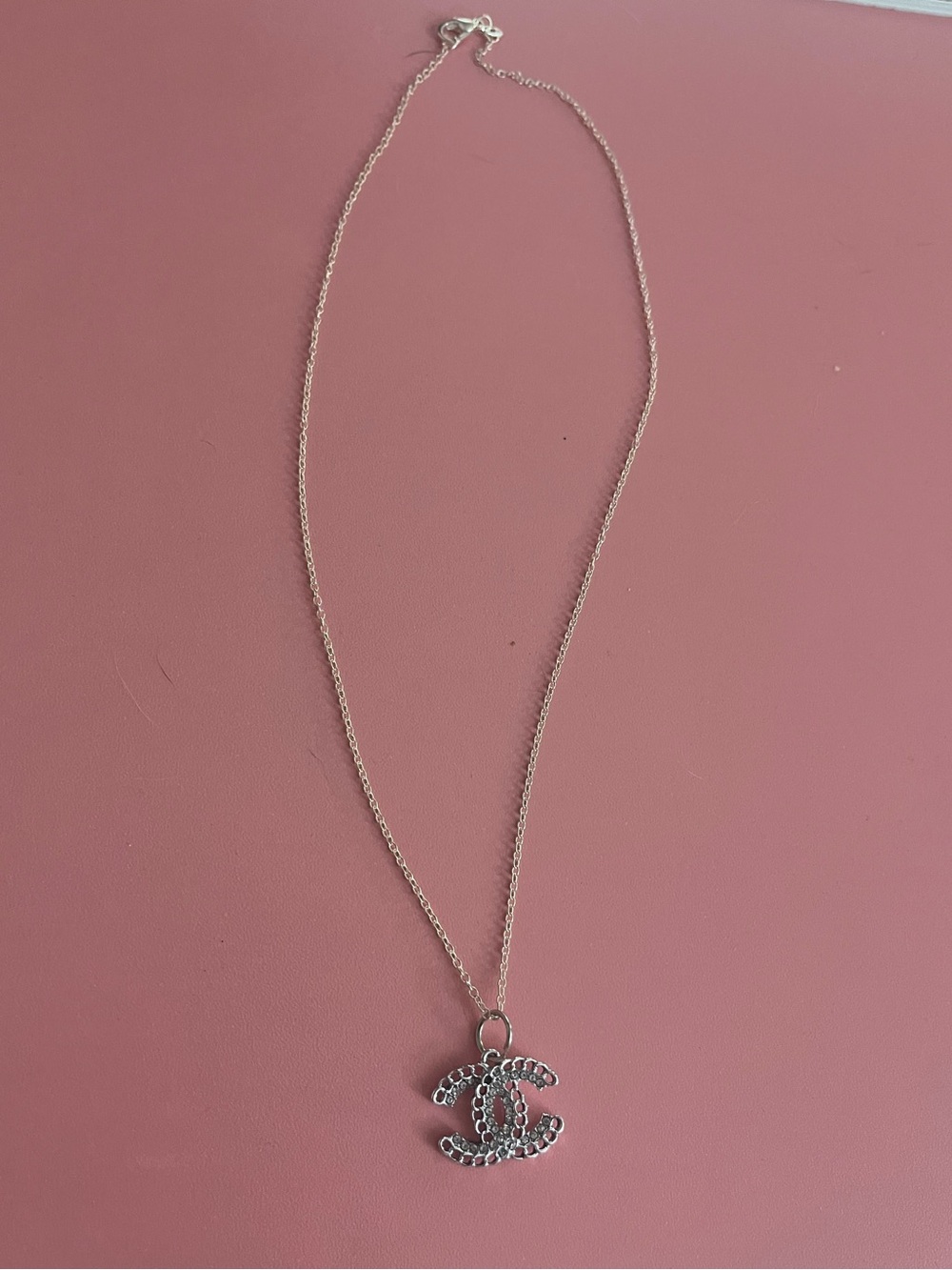 Silver Crystal Interlocking Pendant Necklace - Picture 2 of 2